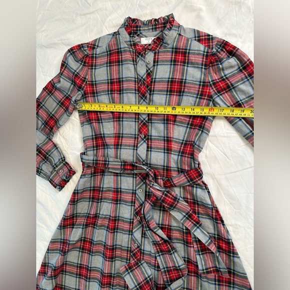 UNTUCKit Harrison Plaid Flannel Shirtdress Red Grey Tartan Belted Pockets Size S - Picture 10 of 12